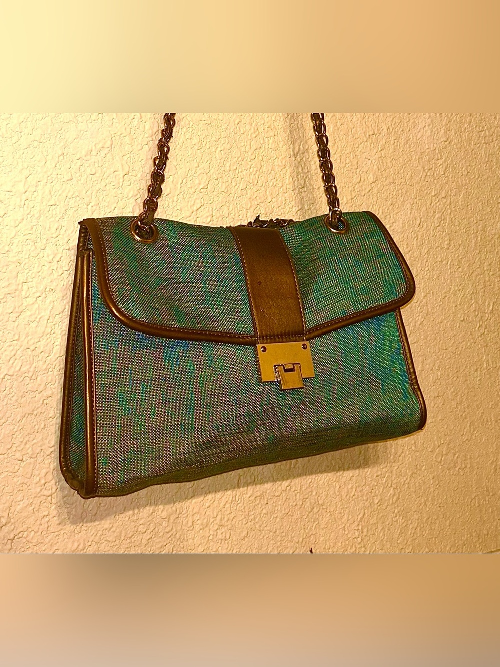 Charming Charlie Blue and Gold Chain Bag